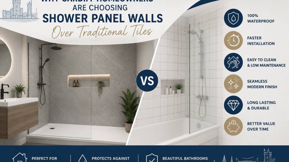 Cardiff bathroom featuring modern shower panel walls as an alternative to traditional tiles